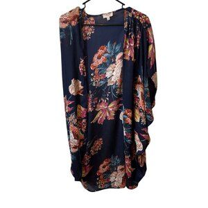 Umgee Womens Navy Floral Kimono Cardigan S/M Lightweight Open Front